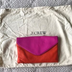 J.Crew Fuchsia Pink & Orange Leather Bag